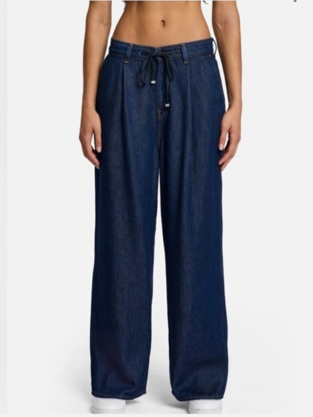 7 For All Mankind Tilda Pant Wide Leg Drawstring Pleated Front Blue Jean Size 26